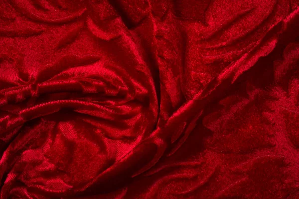 Velours, tissu de couleur rouge. Ce magnifique tissu de velours extensible h — Photo