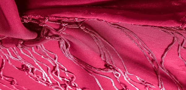 Background texture of silk fabric. This is a natural red scarf, — Stock Photo, Image