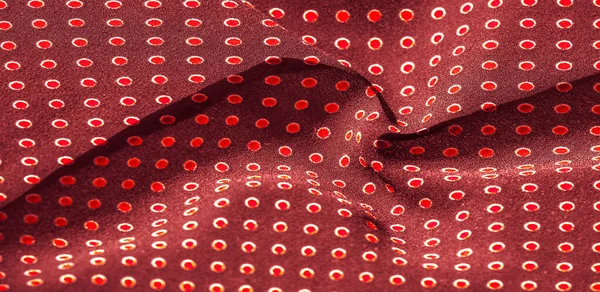 Текстура фон, візерунок, червона шовкова тканина з червоними крапками — стокове фото