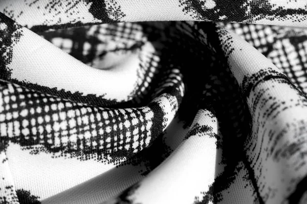 Текстура, фон, візерунок. біла тканина з чорним абстрактом f — стокове фото