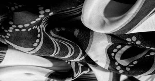 Textura, fondo, patrón, fondo de pantalla. Tela de seda blanca negra —  Fotos de Stock