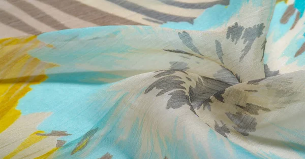 Texture fond motif. Tissu en soie avec dentelle colorée. Bonjour. — Photo