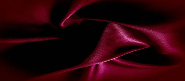 Texture, tissu de soie rouge photo panoramique. Satin d'humeur Duke en soie  - — Photo
