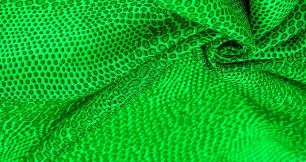 Green silk fabric, animal skin. All projects are new and designe — Stock Photo, Image