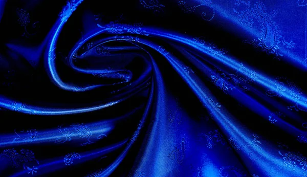 Textur, bakgrund, mönster blå siden chiffong tyg med en Pai — Stockfoto