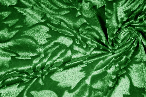 Veludo tecido verde Veludo padrão esculpido de baixo de um incircunciso — Fotografia de Stock