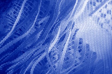 Doku, arka plan mavi tül. Hacim, yetenek veya ayrıntılı d ekleme