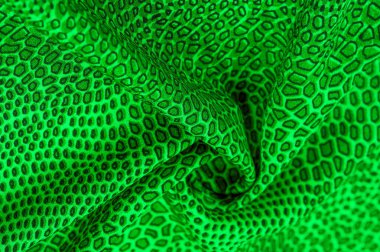 yeşil ipek kumaş, hayvan derisi. Tüm projeler yeni ve tasarımlı