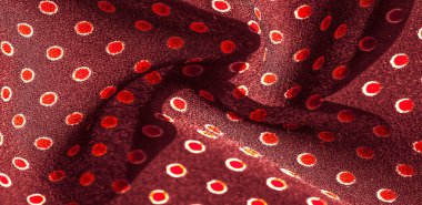 Doku arka plan, desen, kırmızı polka noktaları ile kırmızı ipek kumaş