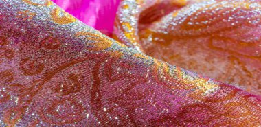Doku arka planı, desen. pembe brokar kumaş. Organza brocad