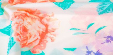 doku deseni pamuklu kumaş. Beyaz bir backgrou üzerinde çiçekler güller