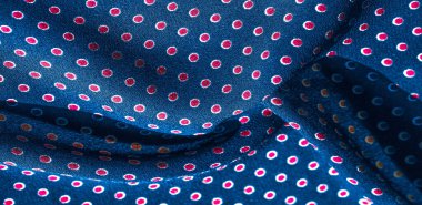 Doku arka plan, desen, kırmızı polka nokta ile mavi ipek kumaş