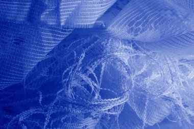 Doku, arka plan mavi tül. Hacim, yetenek veya ayrıntılı d ekleme