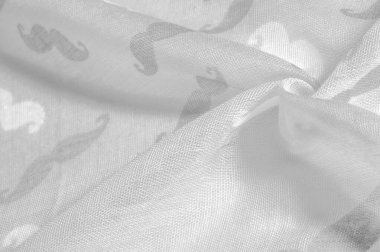 Doku arka plan, boyalı karikatür musta ile beyaz ipek kumaş