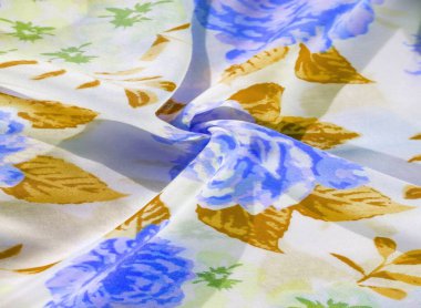 doku deseni pamuklu kumaş. Beyaz bir backgrou üzerinde çiçekler güller