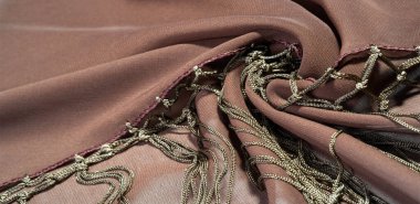 İpek kumaş Arka plan dokusu. Bu doğal kahverengi bir atkı.