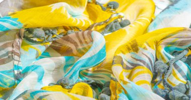 doku arka plan deseni. Renkli dantel ile ipek kumaş. Yello