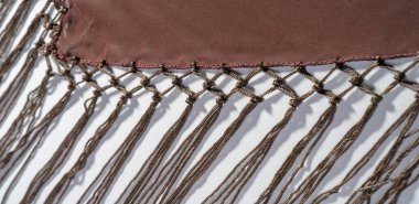 İpek kumaş Arka plan dokusu. Bu doğal kahverengi bir atkı.