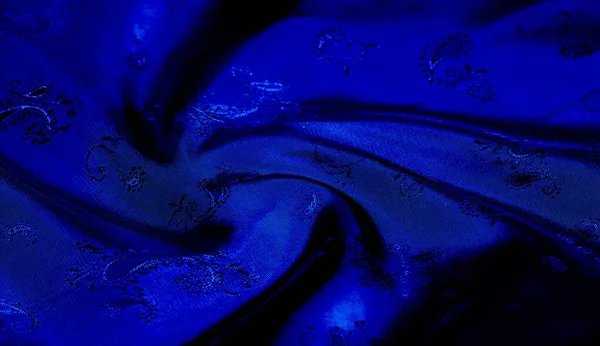 Textura, fondo, patrón Tejido de gasa de seda azul con un pai — Foto de Stock