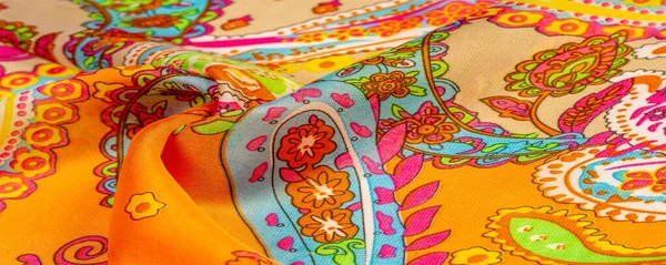 Texture, fond, paisley tissu de soie, thèmes indiens orné t — Photo