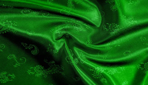 Texture, background, pattern Green silk chiffon fabric with a pa