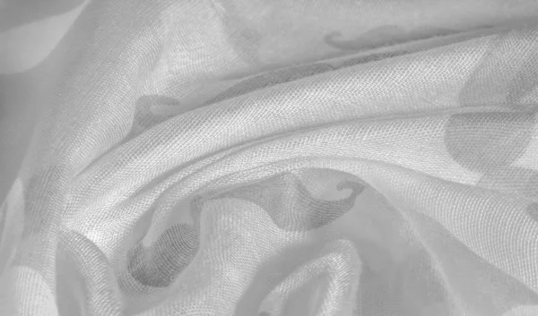Texture background, white silk fabric with painted cartoon musta — Stock Photo, Image