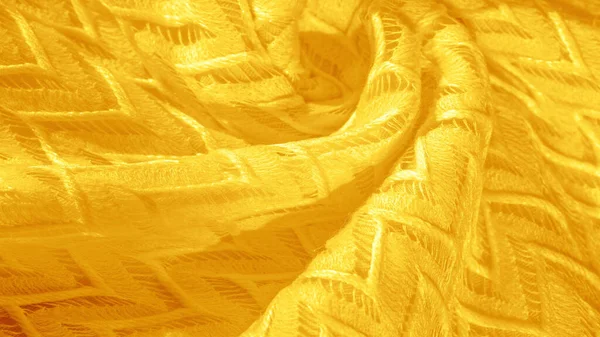 Textura, fundo, padrão, tecido de seda, amarelo, rendas em camadas — Fotografia de Stock