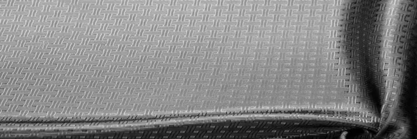 Textura de fundo, padrão. Tecido de seda preta com um pequeno chec — Fotografia de Stock