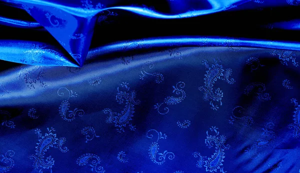 Tekstura, tło, wzór niebieski jedwabny szyfon tkanina z Pai — Zdjęcie stockowe