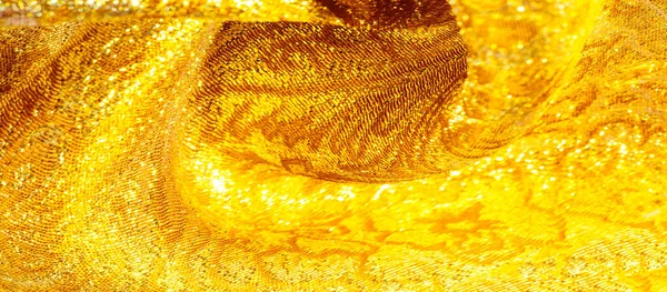 Textura de fondo, patrón. tela; brocado de oro amarillo. Organz —  Fotos de Stock