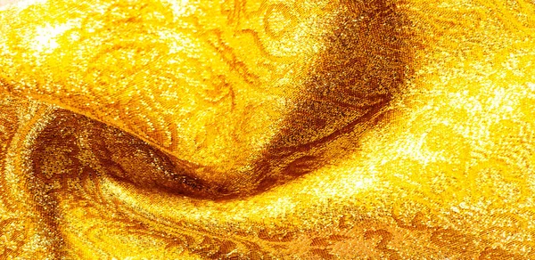पोत पार्श्वभूमी, नमुना. फॅब्रिक; पिवळा सोन्याचे ब्रोकेड. ऑर्गेनझ — स्टॉक फोटो, इमेज