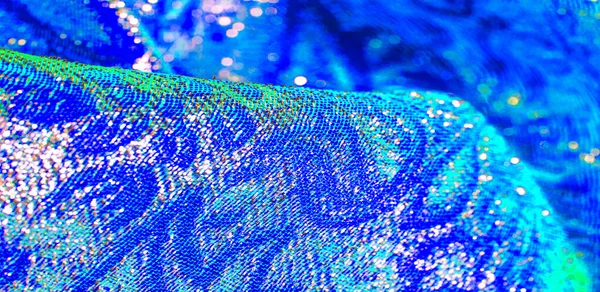 Textur Hintergrund, Muster. blauer Brokatstoff. Organza-Brokat — Stockfoto