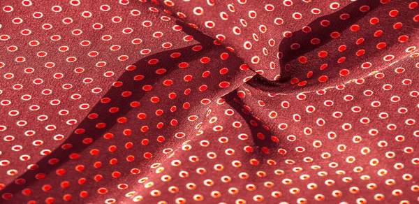 Textúra háttér, minta, piros selyem szövet piros pöttyös — Stock Fotó
