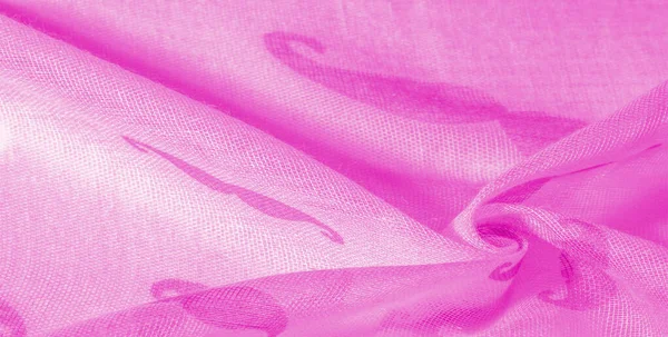 Textur bakgrund, rosa sidentyg med målad tecknad serie Mustac — Stockfoto