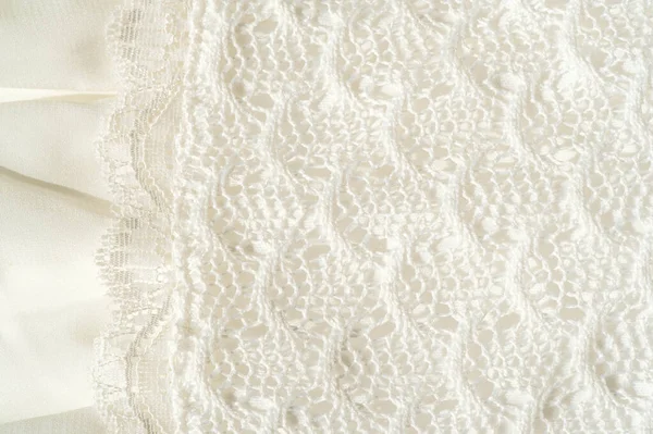Texturu, pozadí, vzorek. bílou krajkovou tkaninu. Tento nádherný — Stock fotografie