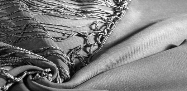 Struttura di sfondo di tessuto di seta. Questa è una sciarpa nera naturale — Foto Stock