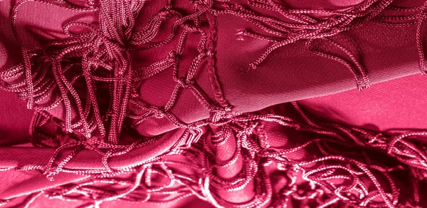 Textura de fundo de tecido de seda. Este é um lenço vermelho natural , — Fotografia de Stock