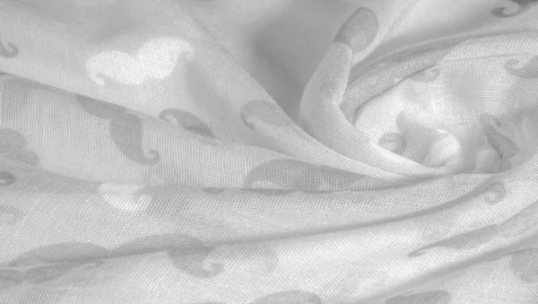 Textúra háttér, fehér selyem szövet festett rajzfilm Musta — Stock Fotó