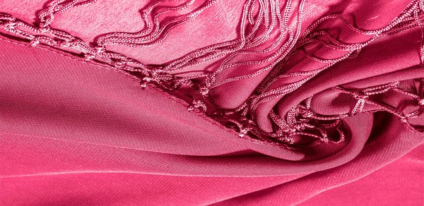Tekstura tła tkaniny jedwabnej. To jest naturalny czerwony szalik, — Zdjęcie stockowe