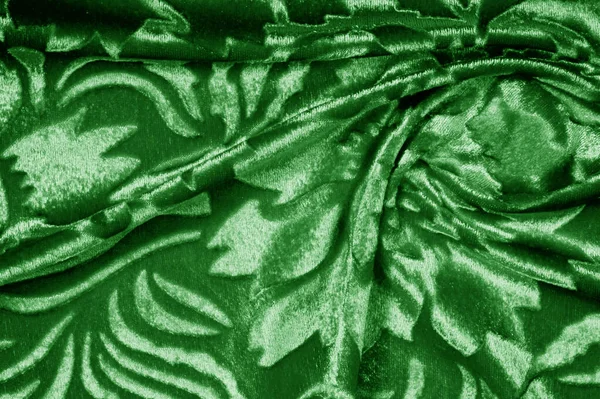 Velours tissu vert Motif en velours sculpté sous un incirc — Photo