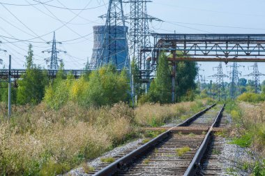 Bahçe düzenleme teknojenik, yüksek voltajlı elektrik hatları. Doğal c
