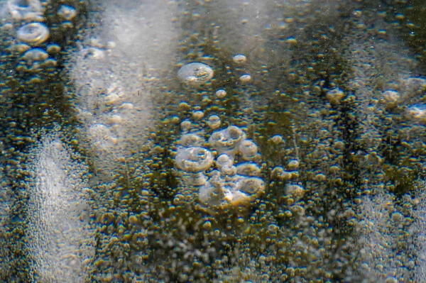 Текстура візерунок фон білий Зима, річкові крижані бульбашки повітря s — стокове фото