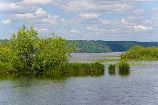 Letni krajobraz zdjęcie, z krajobrazem rzeki. duży naturalny st — Zdjęcie stockowe