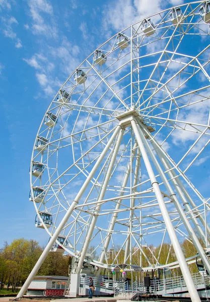 Rueda de la fortuna un parque de atracciones o paseo por el recinto ferial que consiste en — Foto de Stock