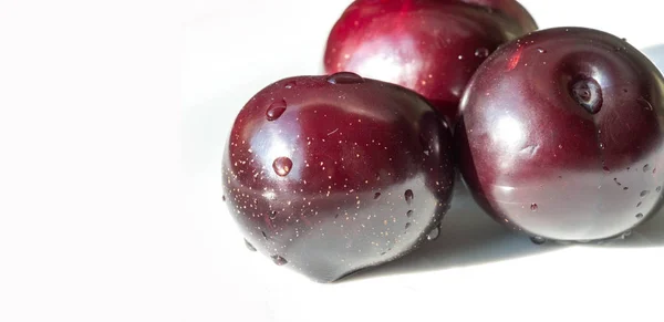 Pflaumen-Obstbaum mit kleinen saftigen essbaren Früchten, die einen — Stockfoto