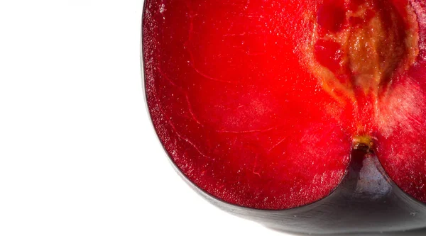 Prugna Albero da frutto con piccoli frutti commestibili succosi, che hanno un lar — Foto Stock