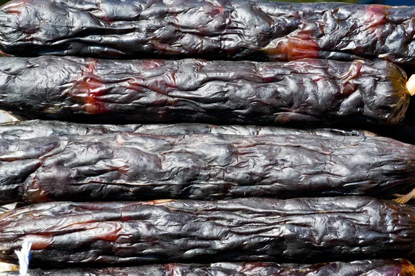 Sausage horse. Horse meat is the culinary name for meat cut from — Stock Image Sausage horse. Horse meat is the culinary name for meat cut from Stock Photo