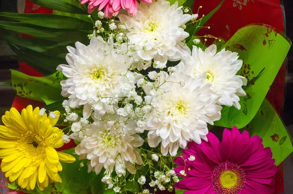 Bouquet Fleurs Bouquet Fleurs Joliment Disposé Particulier Celui Présenté Cadeau — Photo