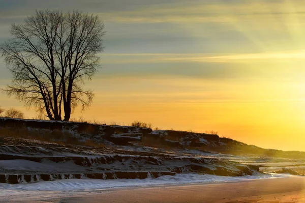 Inverno gelo tramonto — Foto Stock