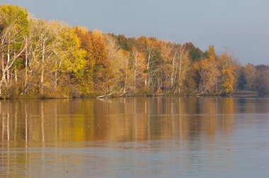 Sonbahar bir güzel mevsimde Nehri üzerinde. 